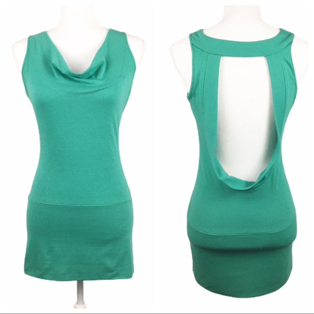 ***WYL Green Backless Cowl Neck Mini Party Dress